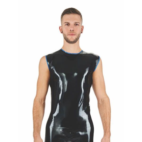 Mister B Rubber Sleeveless T-Shirt | Black/Blue