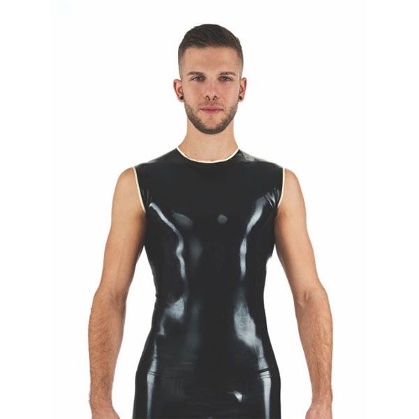 Mister B Rubber Sleeveless T-Shirt | Black/White