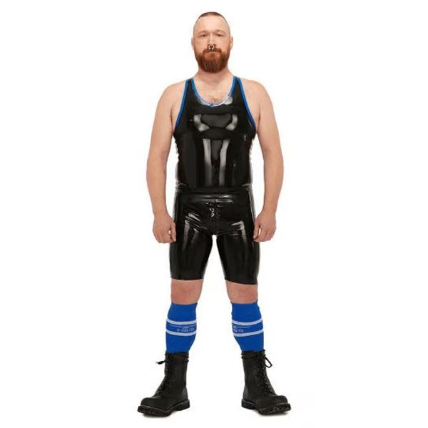 Mister B Rubber Muscle Shirt | Black/Blue
