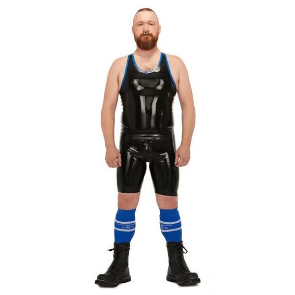 Mister B Rubber Muscle Shirt | Black/Blue