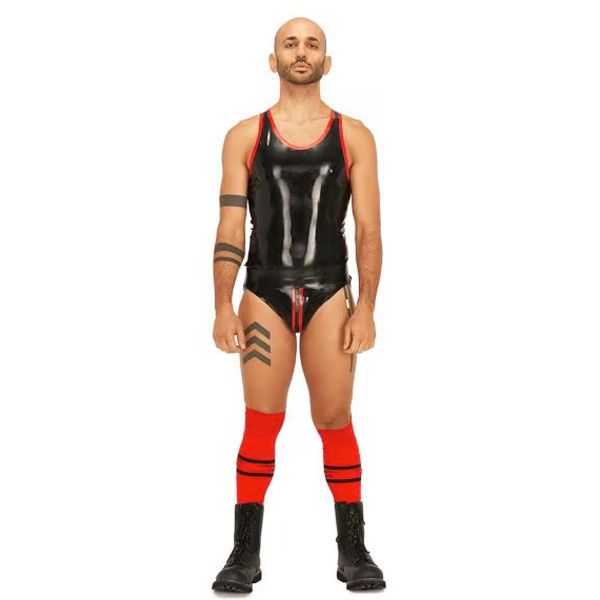 Mister B Rubber Muscle Shirt | Black/Red