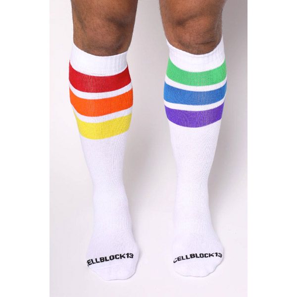 Cell Block 13 PRIDE Knee High Socks | White