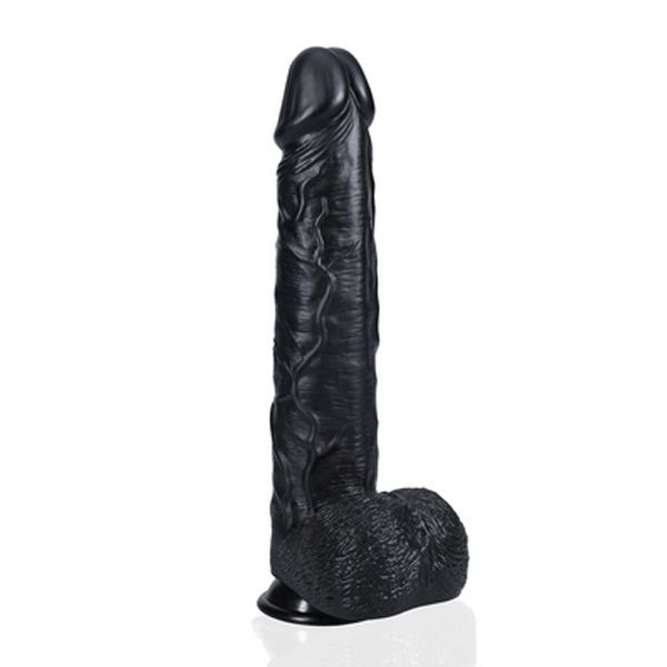 RealRock Extra Long Straight Dildo with Balls 15" / 38 cm  | Black