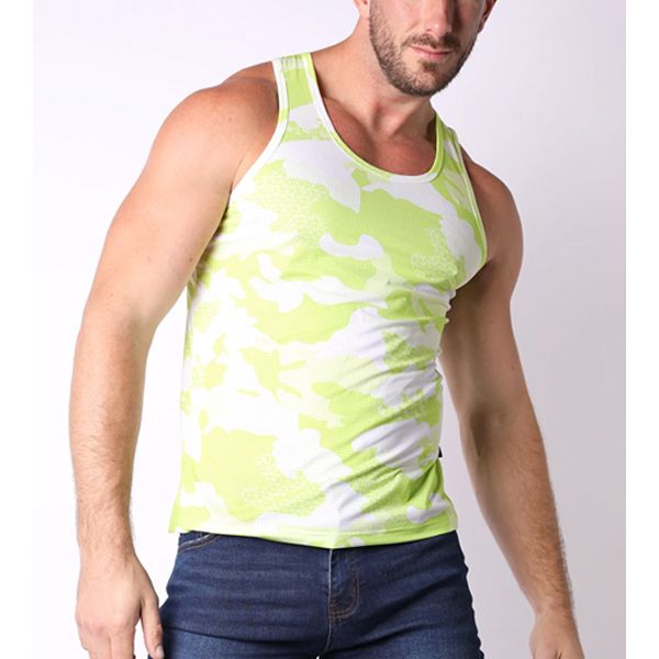 Timoteo SPORT-FIT Camo Cloud Tank Top | Green