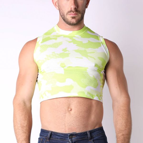 Timoteo SPORT-FIT Camo Cloud Crop Top | Green