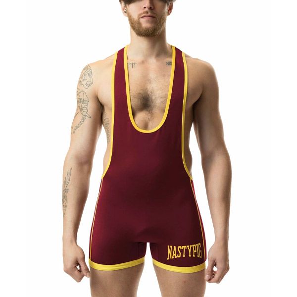 Nasty Pig RUSH Scooped Singlet | Burgundy/Goldenrod