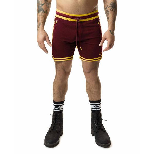 Nasty Pig VARSITY Rugby Short | Burgundy/Goldenrod