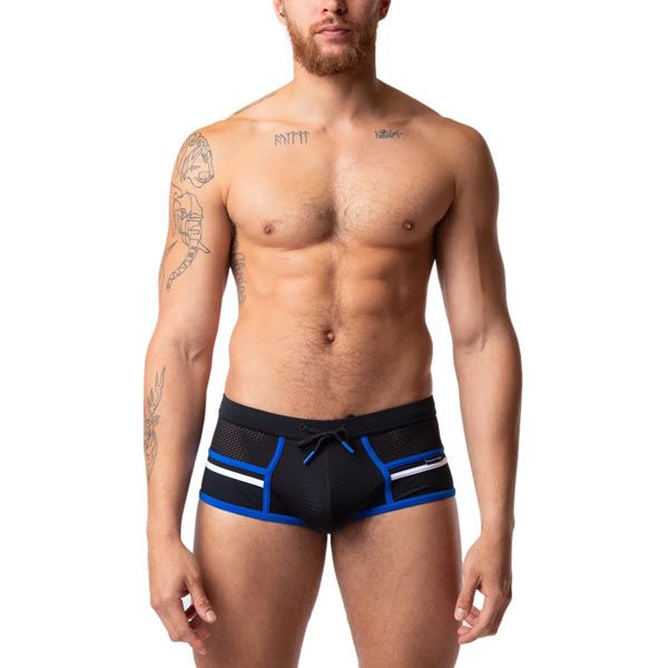 Nasty Pig REPLAY Swim Square Cut Trunks | Black / Prince Blue