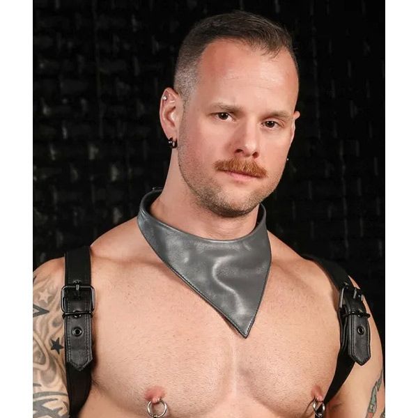 Mr.S Leather Lambskin Neck Hanky | Grey