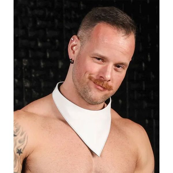 Mr.S Leather Lambskin Neck Hanky | White