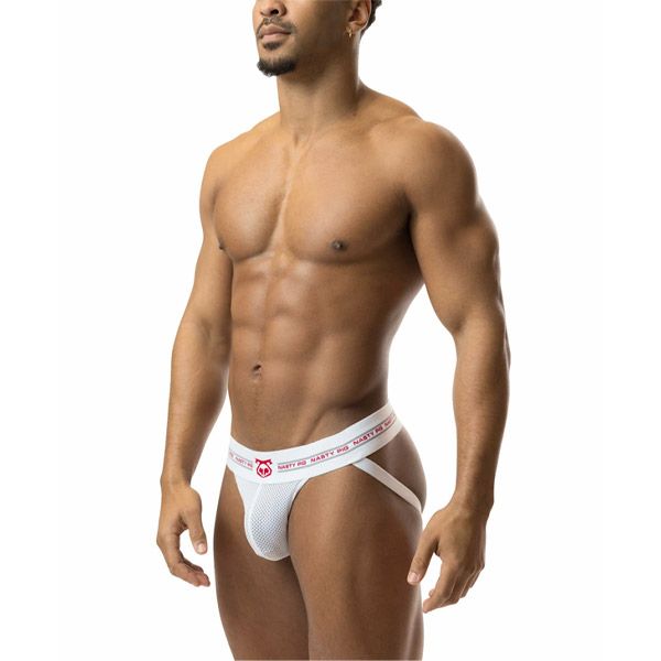 Nasty Pig CORE Mesh Jock Strap | White/Red