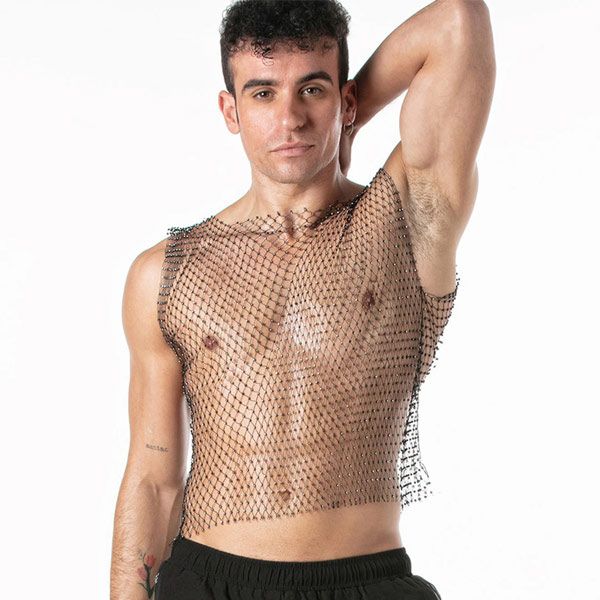 Leader Mesh Party Tank Top | Black