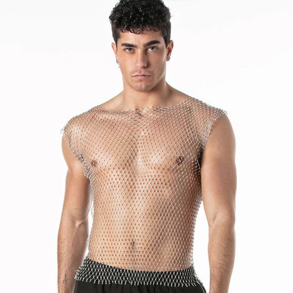 Leader Mesh Party Tank Top | Silver