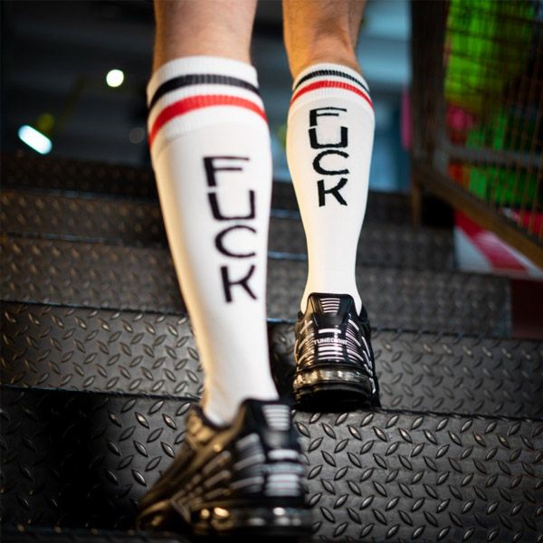 Football Sock FUCK | White/Red/Black