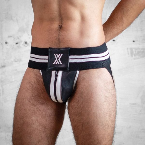 Boxer Barcelona Leather Mega Jock | Black/White
