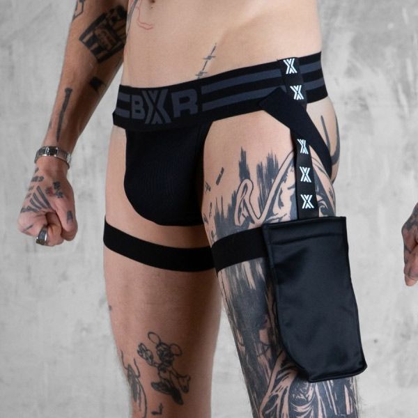 Boxer Barcelona Suspender Jock Pocket | Black