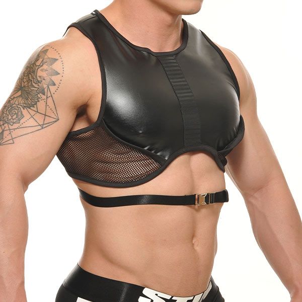 STUD ECHELON Cropped Harness Top | Black