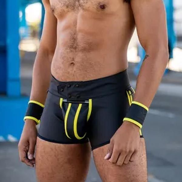 Mr.S Leather FuckGear Chap Shorts | Black/Yellow