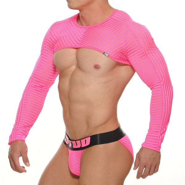 STUD WRANGLER Cropped Long Sleeved Top | Pink