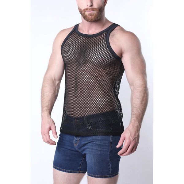 Timoteo Santorini Mesh Tank Top | Black