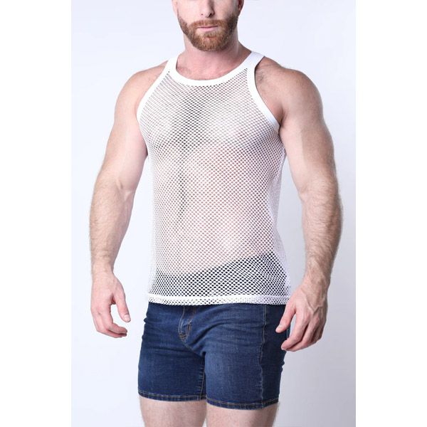 Timoteo Santorini Mesh Tank Top | White