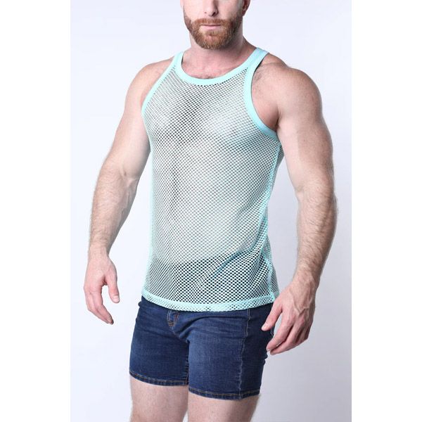 Timoteo Santorini Mesh Tank Top | Turquoise