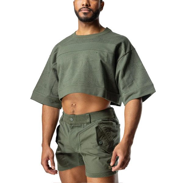 Nasty Pig Topographic Crop Top | Army Green