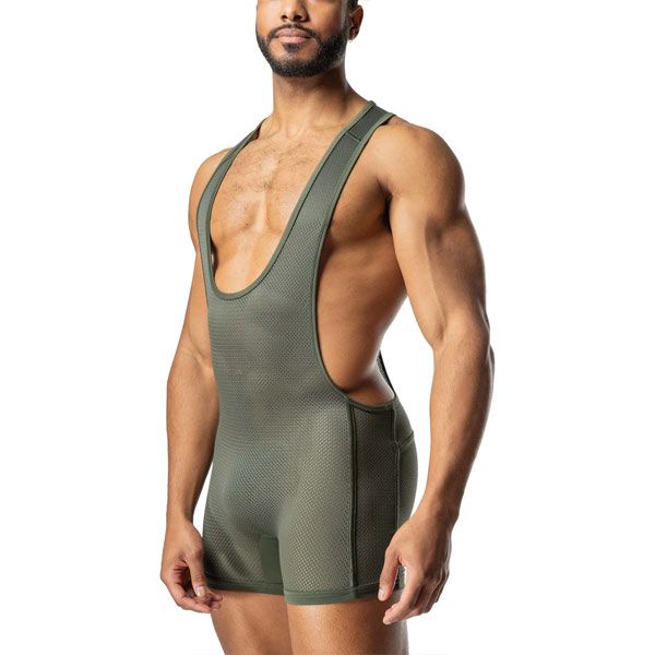 Nasty Pig Topographic Scooped Singlet | Army Green