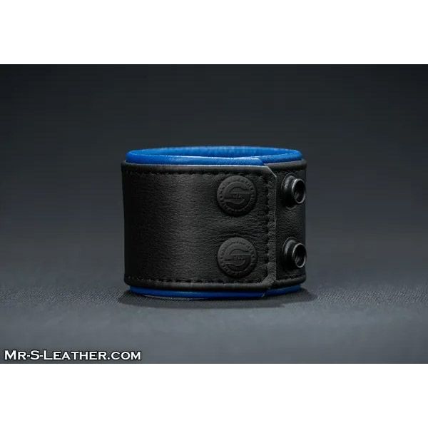 Mr.S Leather Piped Leather Wristband | Blue