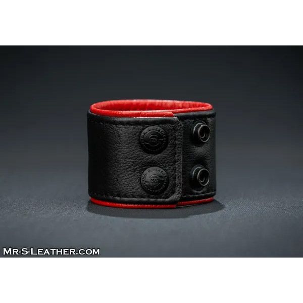 Mr.S Leather Piped Leather Wristband | Red