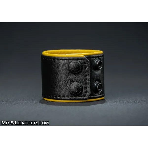Mr.S Leather Piped Leather Wristband | Yellow