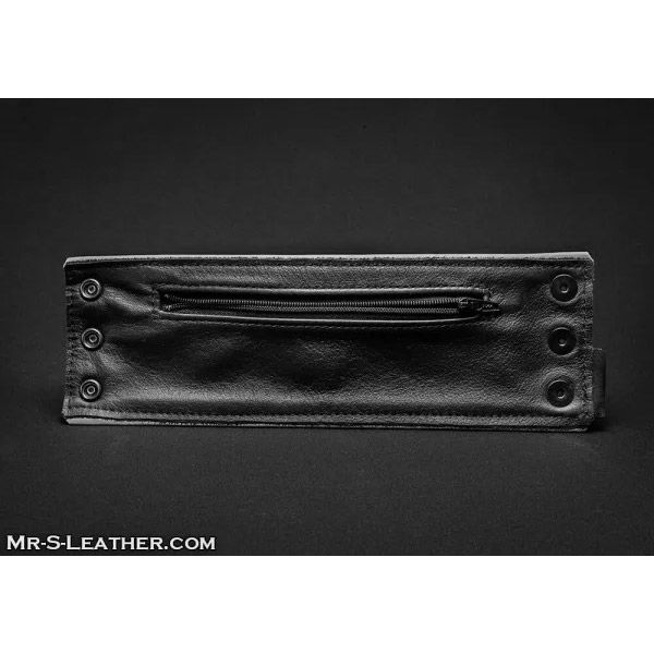 Mr S Leather Wristband - Zipper Pocket | Black