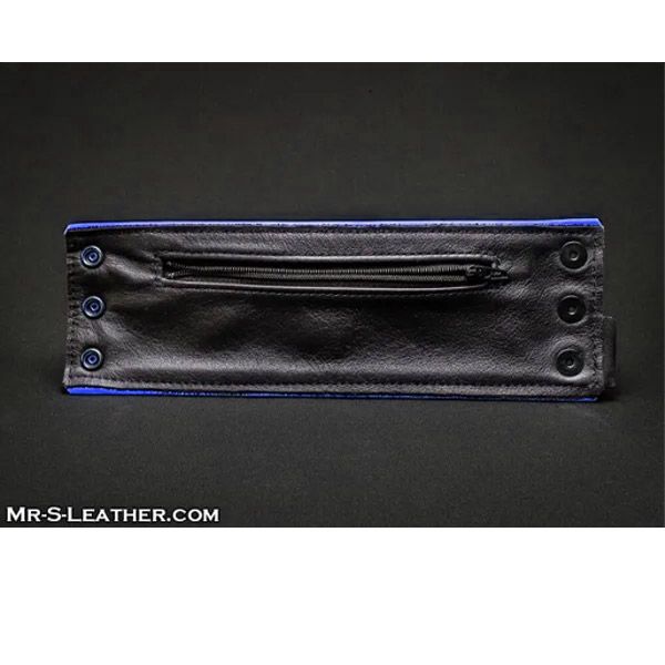 Mr S Leather Wristband - Zipper Pocket | Blue