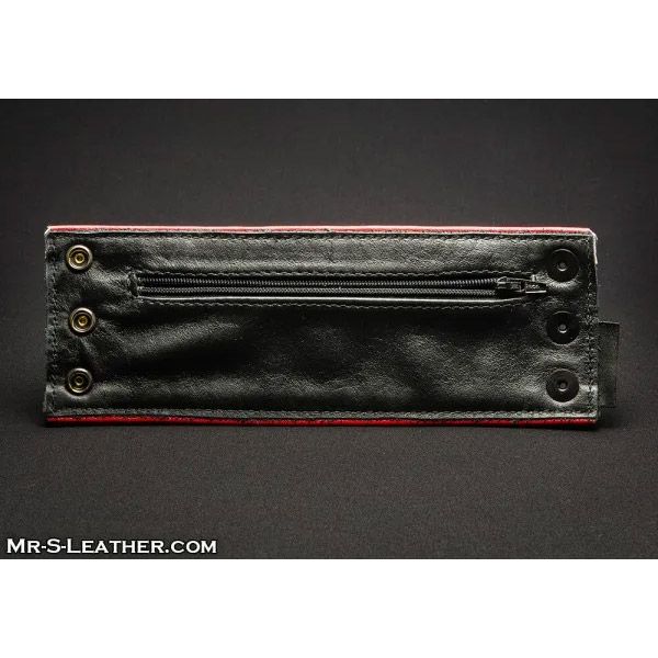 Mr S Leather Wristband - Zipper Pocket | Red