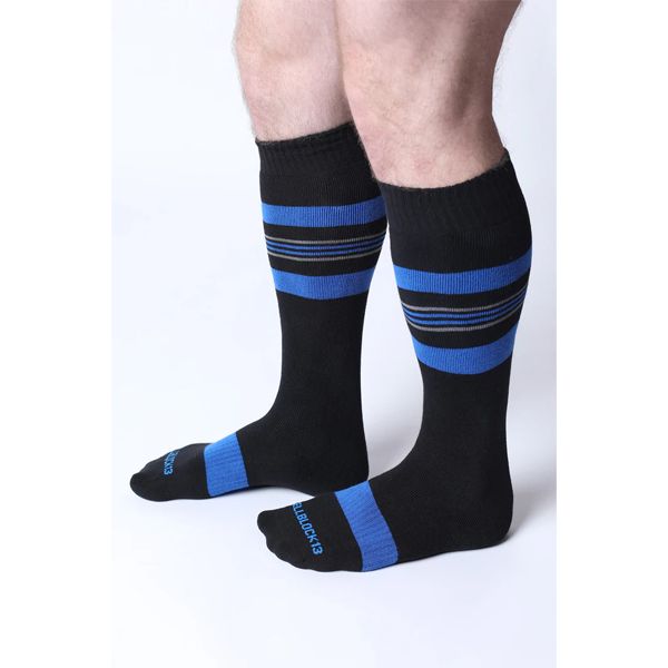 Cell Block 13 Tight End Knee High Shadow Socks | Blue