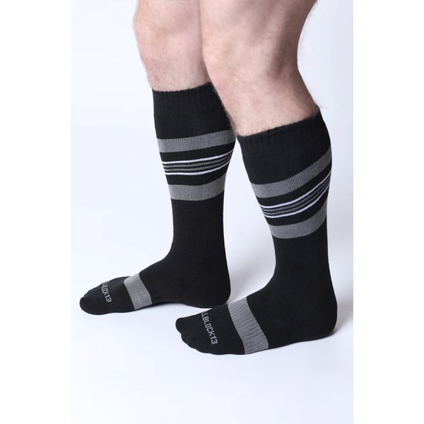 Cell Block 13 Tight End Knee High Shadow Socks | Grey