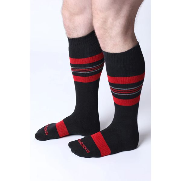 Cell Block 13 Tight End Knee High Shadow Socks | Red