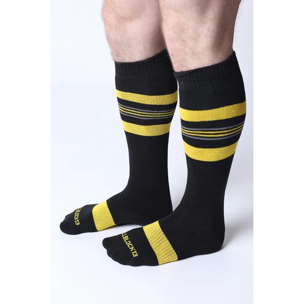 Cell Block 13 Tight End Knee High Shadow Socks | Yellow