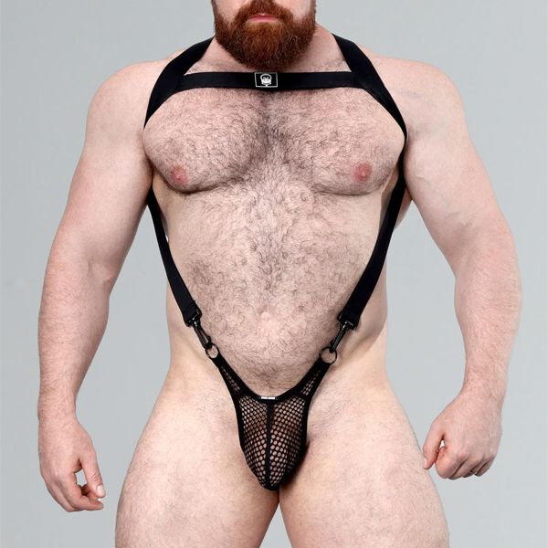 Dark Room Stamina Mesh Thong Bodysuit | Black