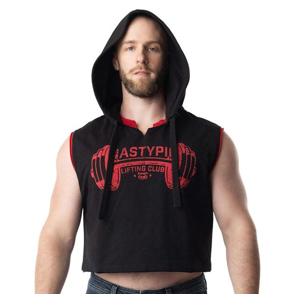 Nasty Pig Lift Club Sleeveless Hoodie | Black/Red