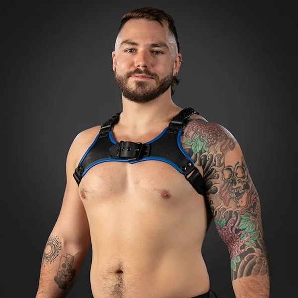 Mr. S Leather Centurion Harness 2.0 | Black/Blue