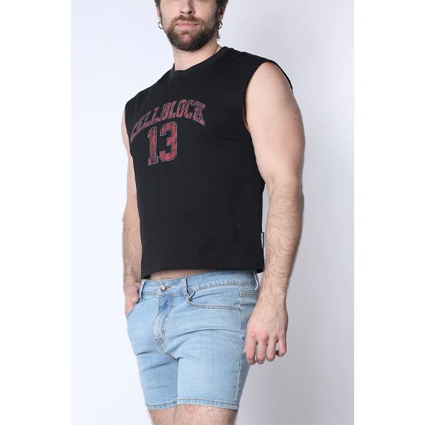 Cell Block 13 CB Sport Cropped Muscle Tank | Black