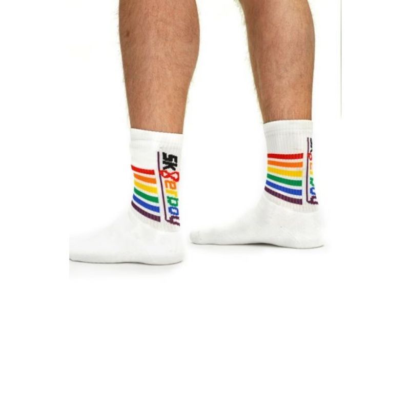 Sk8erboy PRIDE Socks | White & Rainbow