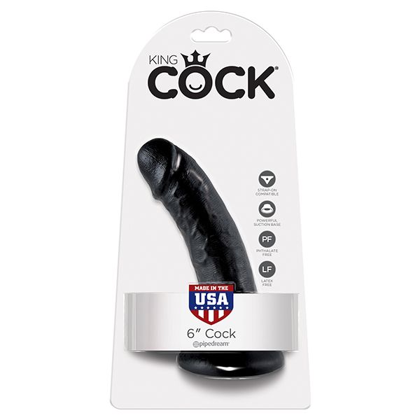 King Cock Black Anal Dildo with Suction Cup | 6 inches