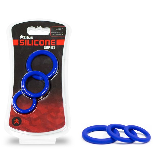 Titus Silicone Series - Cock Ring 3 Pack - Blue