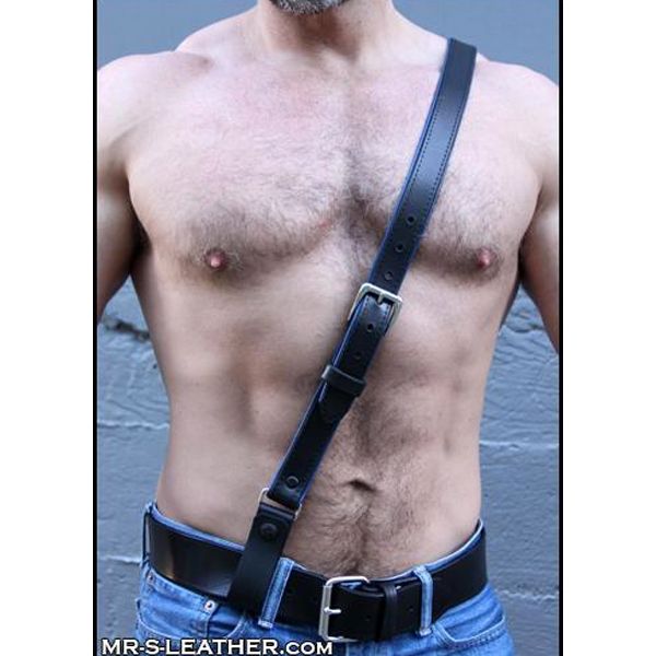 Mr S Leather Piped Sam Browne Shoulder Strap