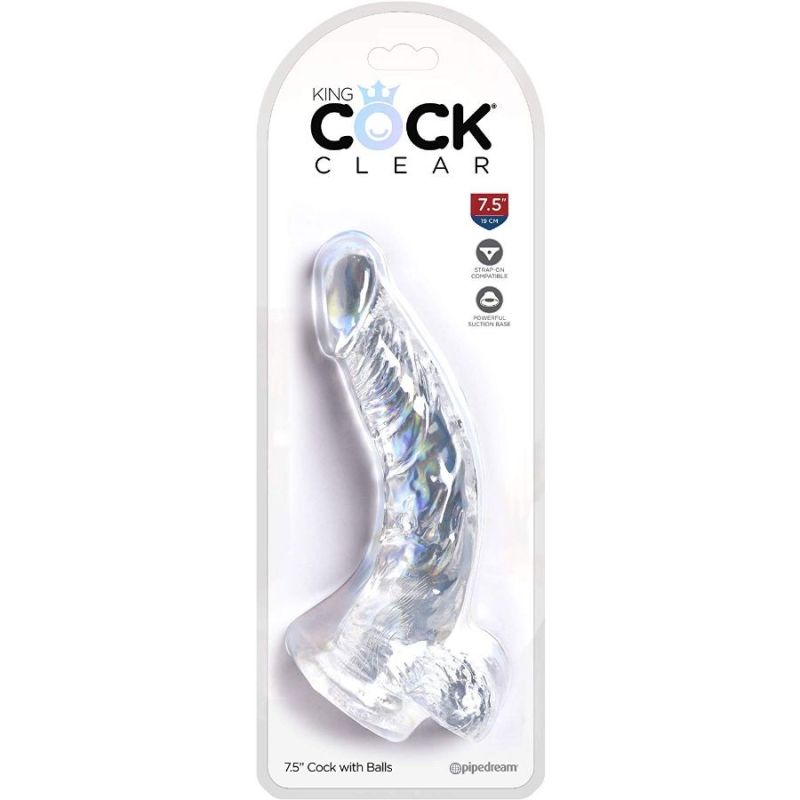 KING COCK Dildo with Balls: Clear | 7.5 inches