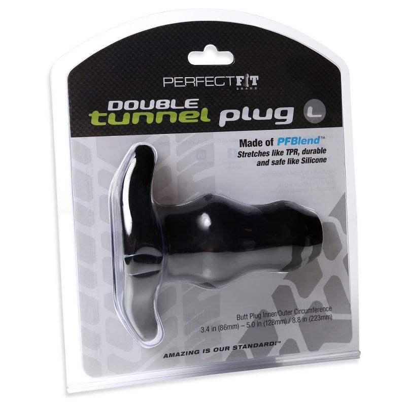Perfect Fit ASS DOUBLE Tunnel Plug Large - Black