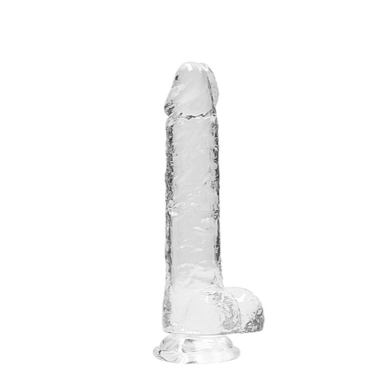 RealRock Realstic Dildo with Balls: Transparent | 8 inches