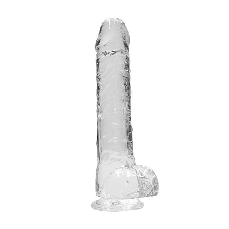 RealRock Realstic Dildo with Balls: Transparent | 9 inches
